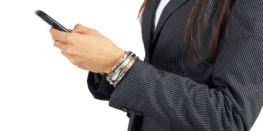 Woman wearing pinstripe jacket