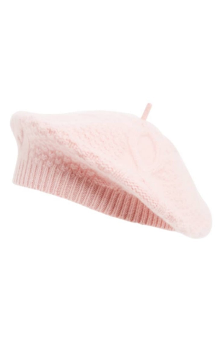 Pink cashmere knit beret