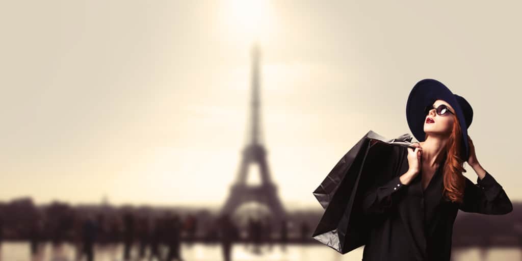 Stylish woman shopping in Paris