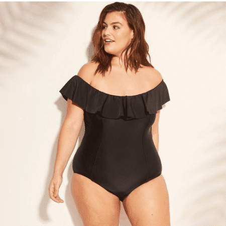One piece swimsuit with ruffle
