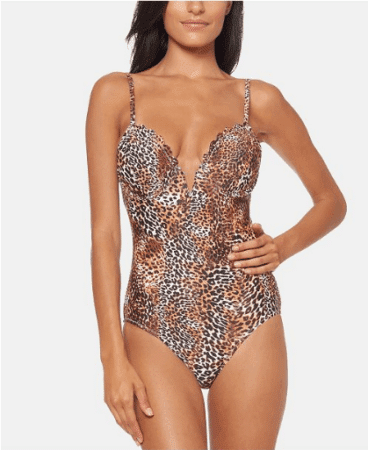 Animal print one piece swimsuit