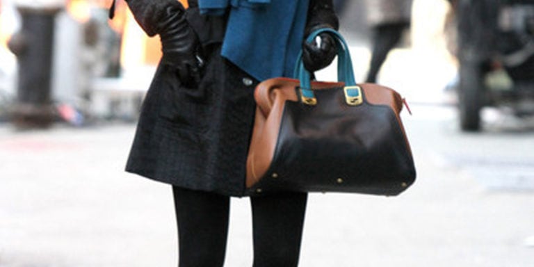 Blake Lively with color blocked bag