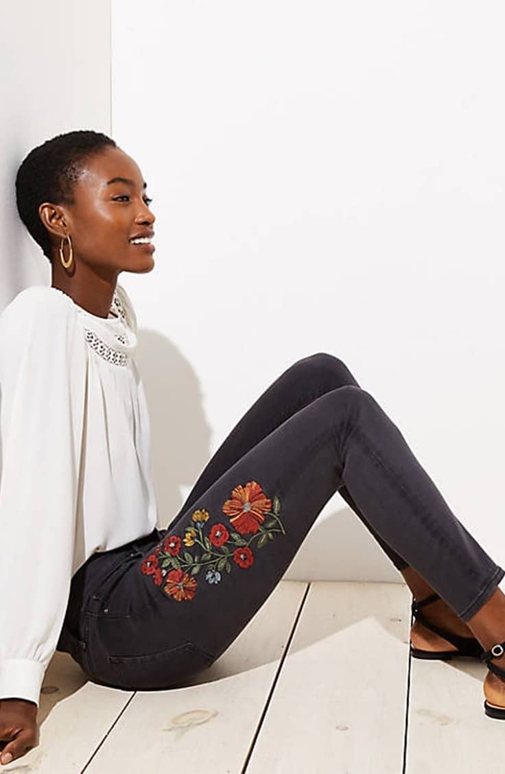 Jeans Lovers Rejoice! 4 Fab Denim Trends to Watch 3 Black skinny jeans with floral embroidery