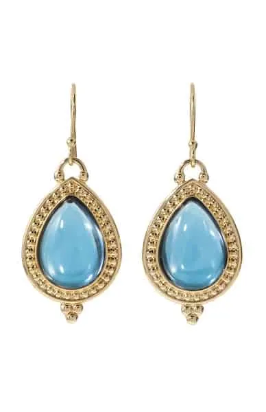 Drop earrings with blue stone