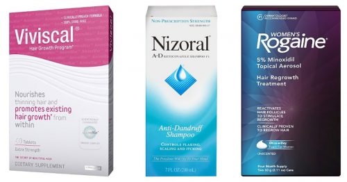 Collage of hair loss remedies