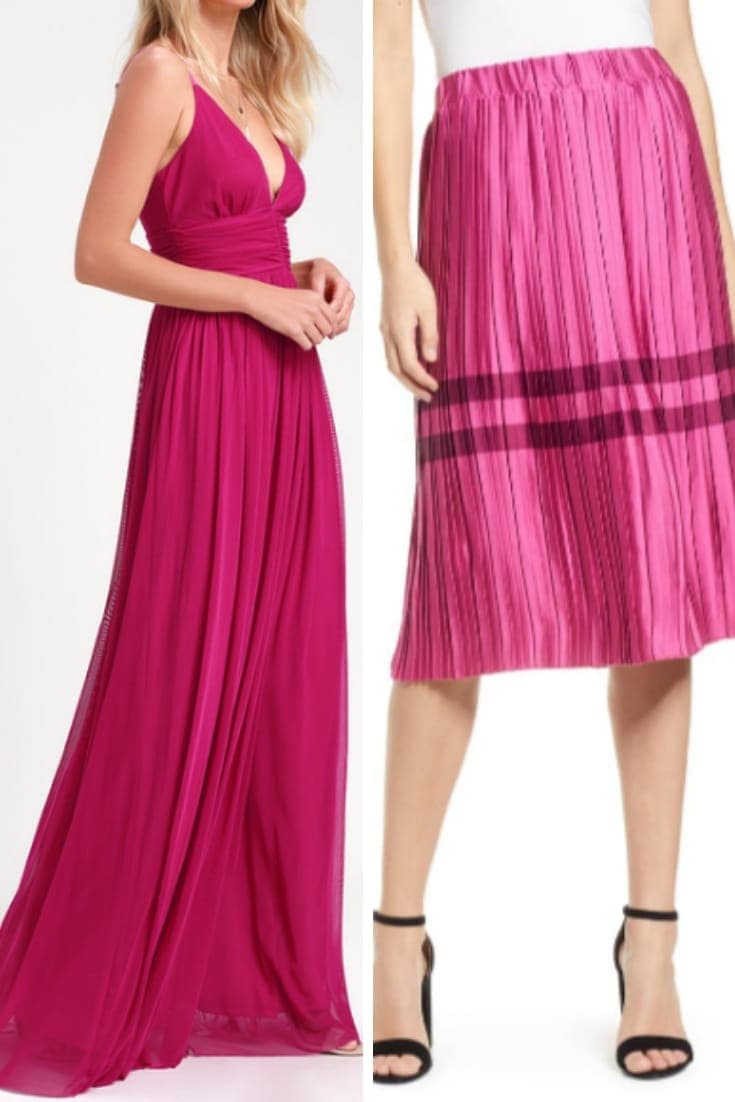 Skirt and dress in Pantone's pink peacock
