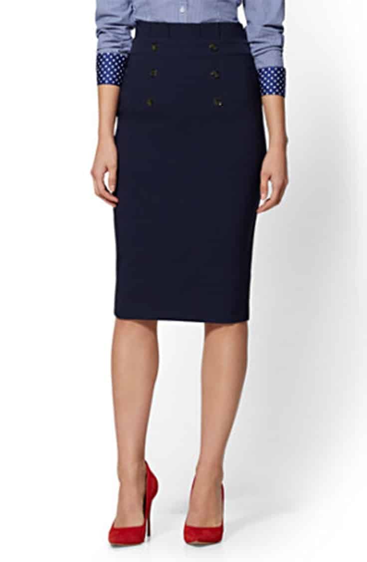 Pencil skirt with buttons on the front