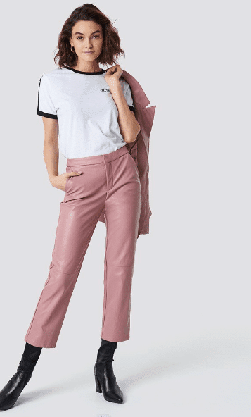 pink pu pants