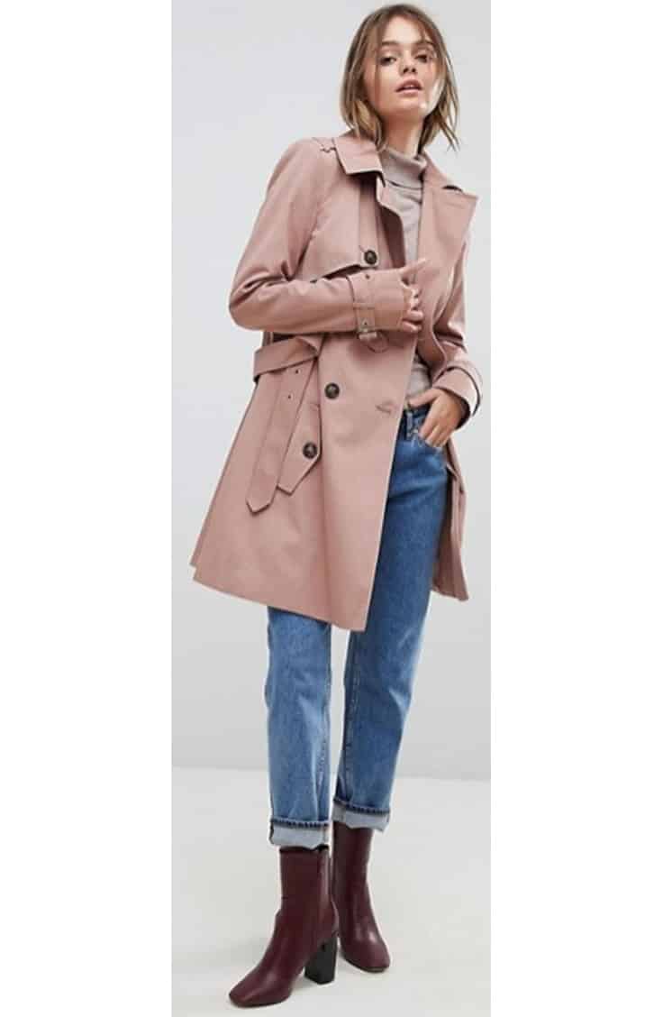 Soft pink trench coat from ASOS