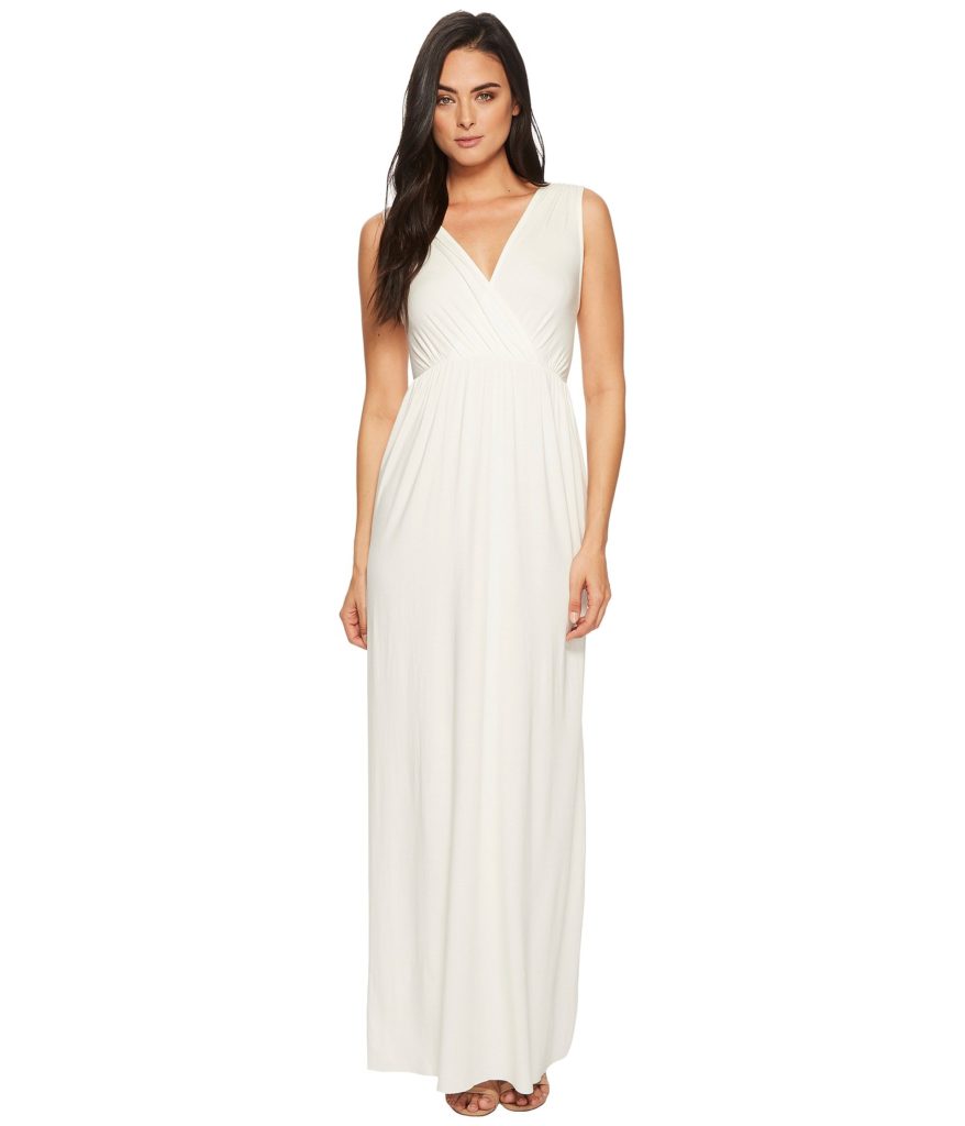Long white v-neck gown