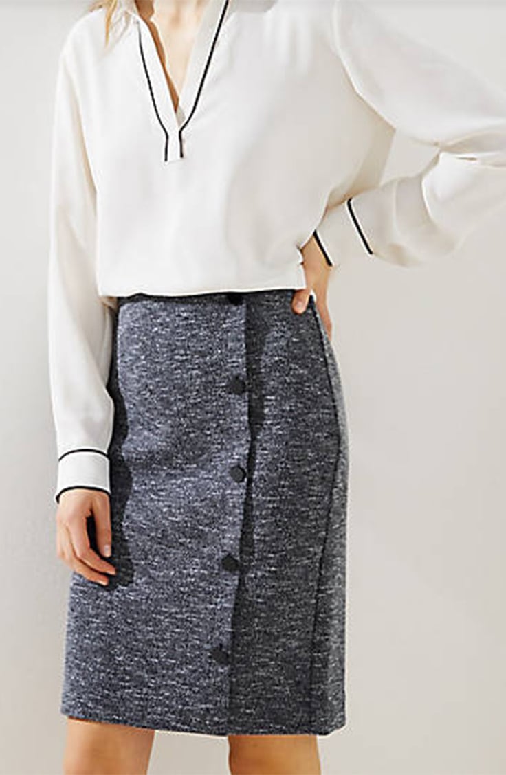 Grey button front skirt