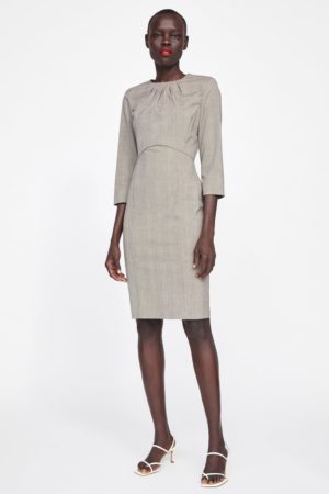 Gray checked sheath dress