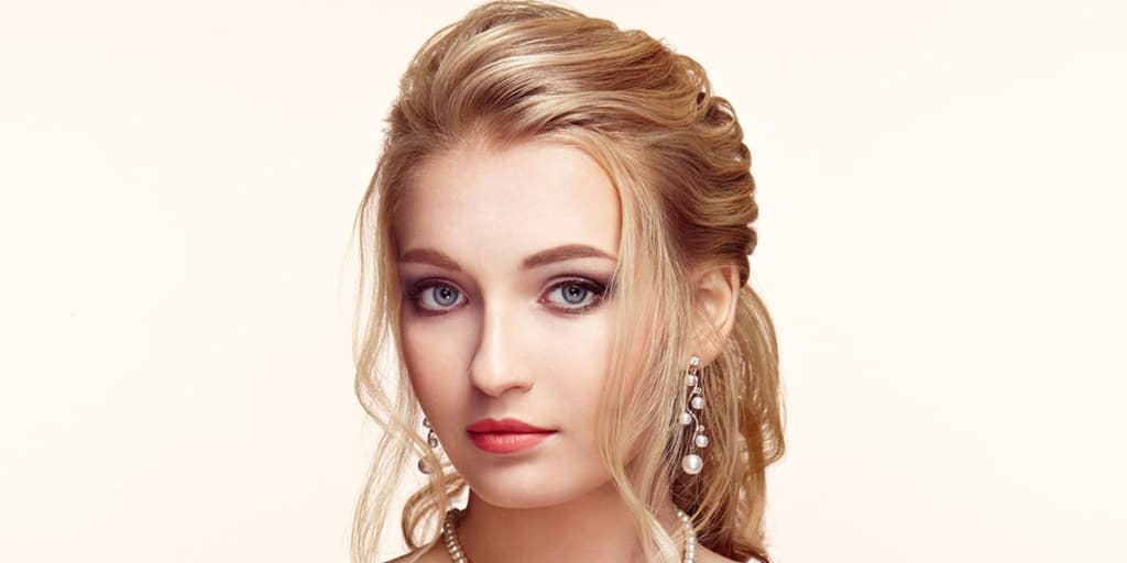 Woman with stylized ponytail