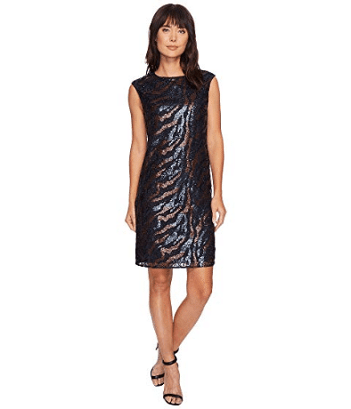 Sequined shift dress with pink and blue 