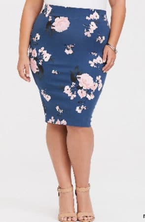 Fitted floral pencil skirt
