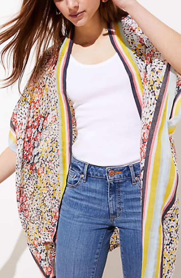 How to wear a kimono 2 How to wear a kimono -- floral kimono over t-shirt and jeans