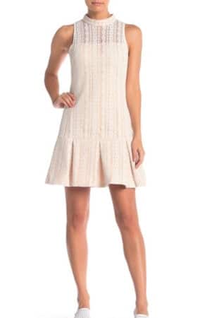 High neck dress in beige