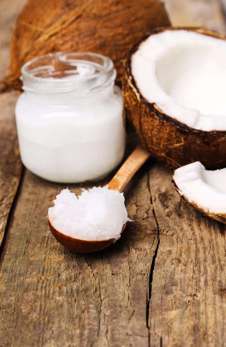 Coconut oil on wood table