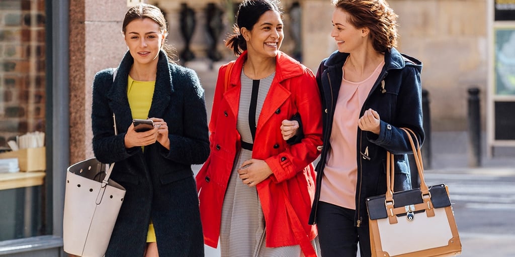 Three women going out after work