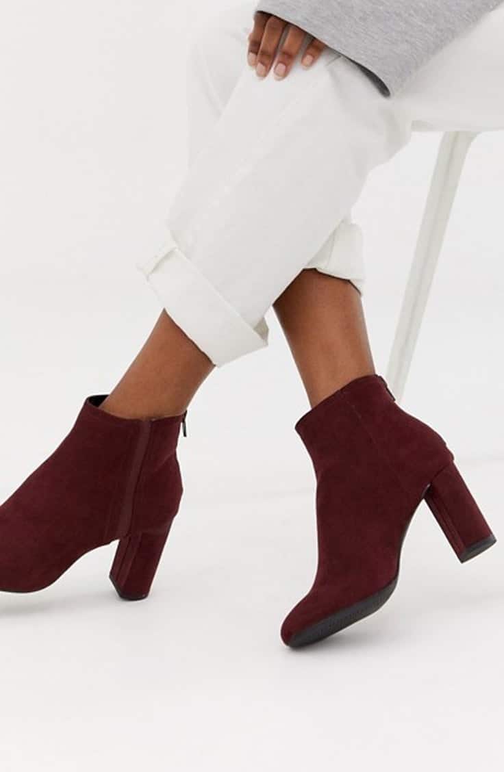 Maroon ankle boots