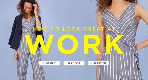 Loft banner showing two work outfits