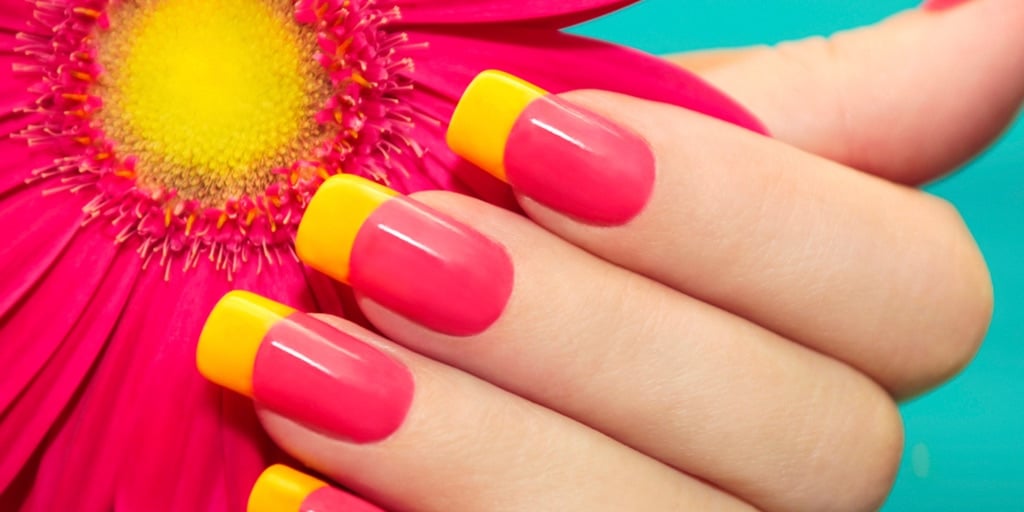 Bright, two-tone manicure
