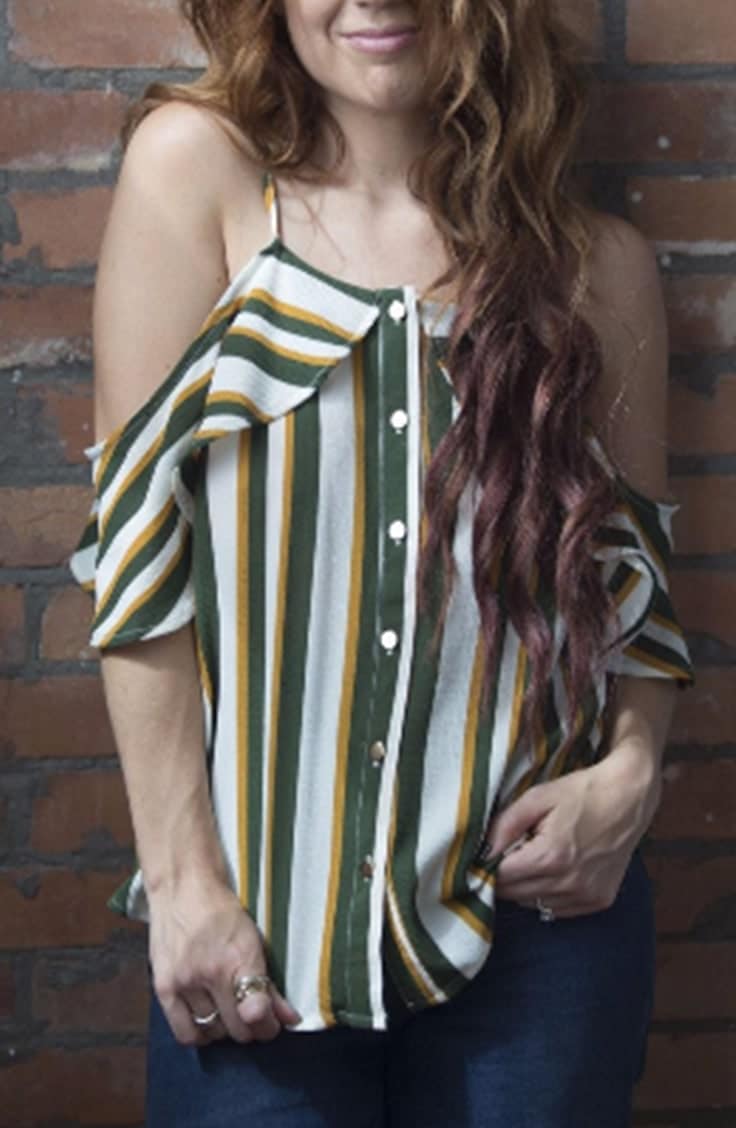 Vegan striped blouse with no sleeves