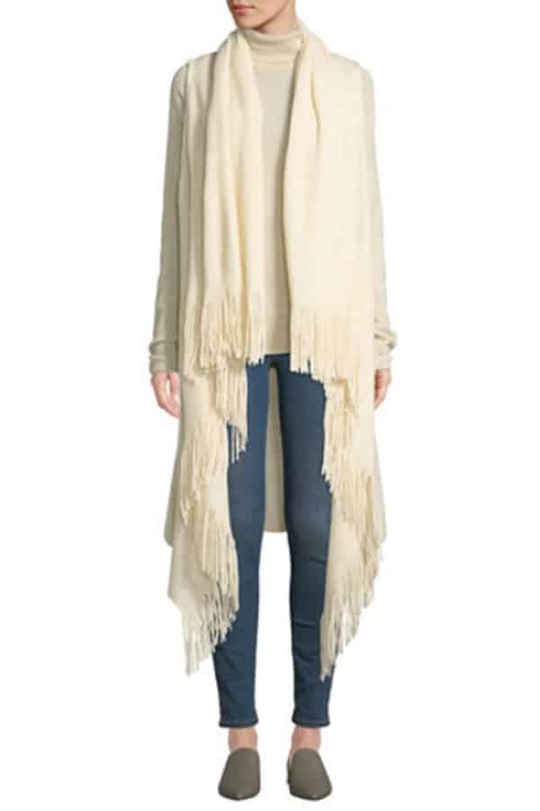 Creme colored fringed vest