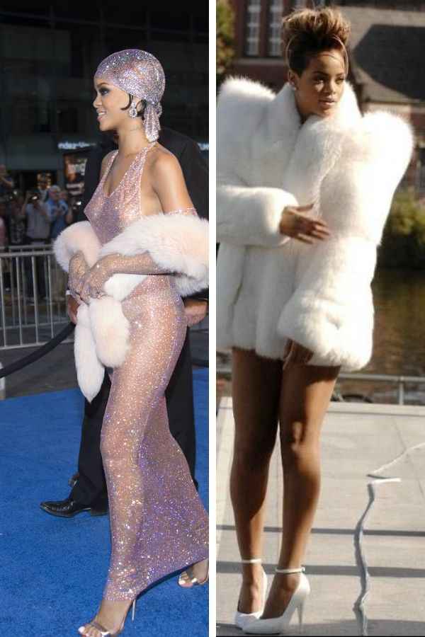 Rihanna Styling 101: 6 Looks to Copy 32 Collage of Rihanna wearing fur