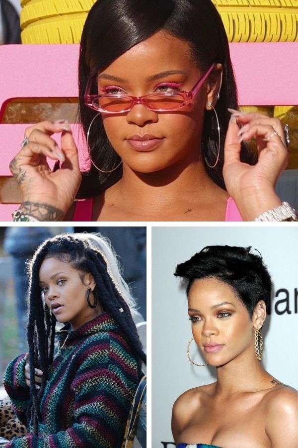 Rihanna Styling 101: 6 Looks to Copy 11 Collage of Rihanna wearing hoop earrings
