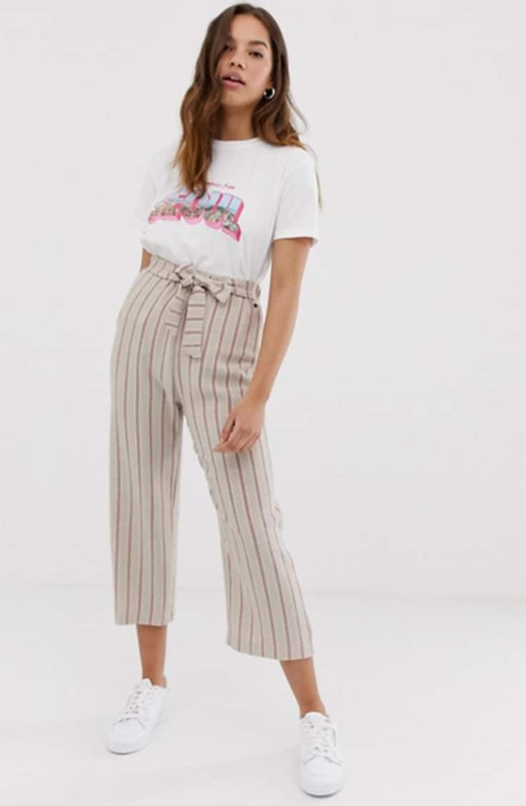 High waisted, striped crop pants from ASOS