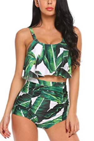 Two piece tropical print suit