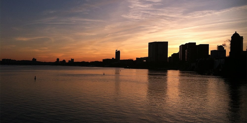 Boston skyline at night