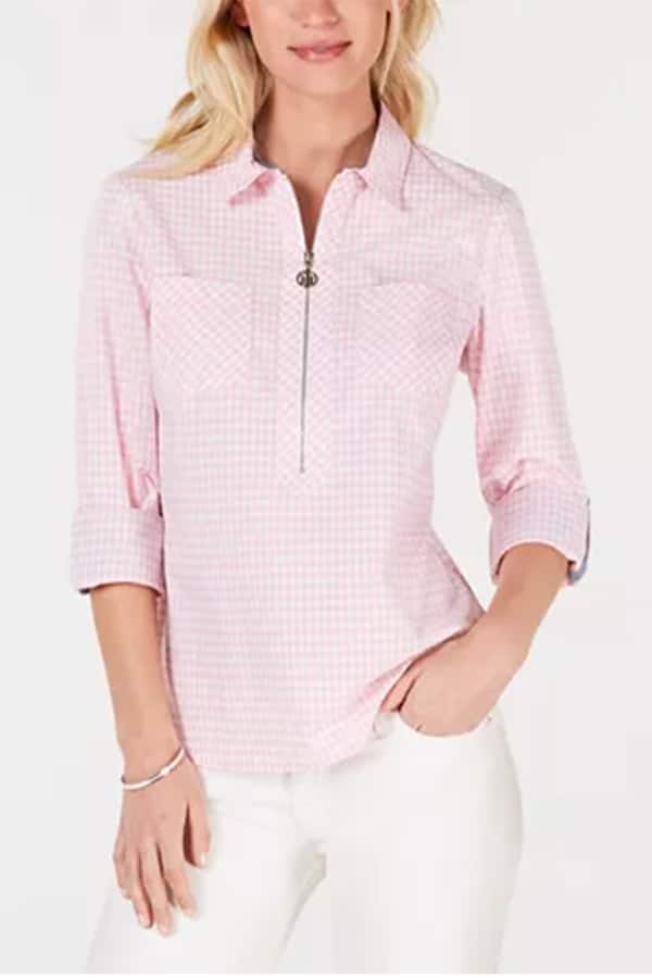 Looks to Love: Gingham 5 Pink zipup women's gingham shirt