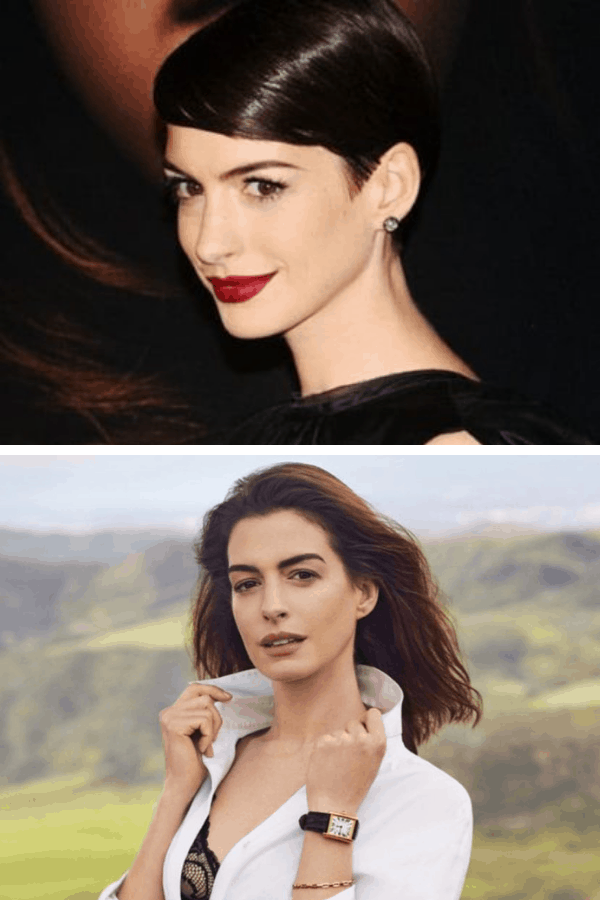 Anne Hathway then and now hairstyle