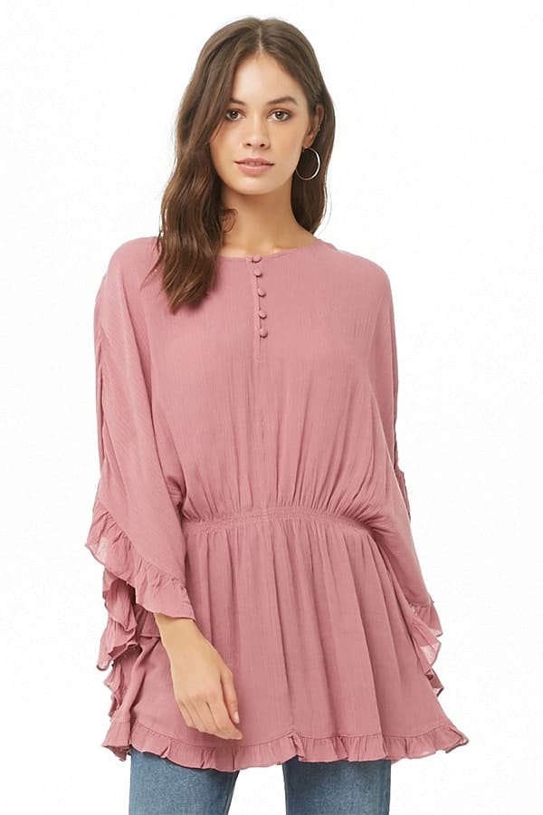 Mauve tunic with elastic waist