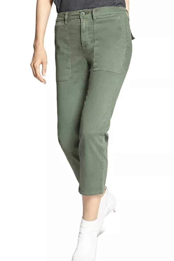 Crop pants in olive green 