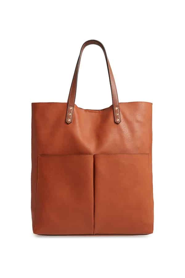 Brown leather tote bag 