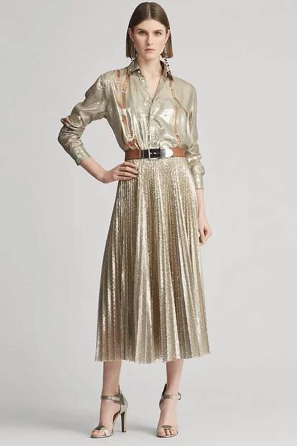 Metallic pleated skirt by Ralph Lauren 