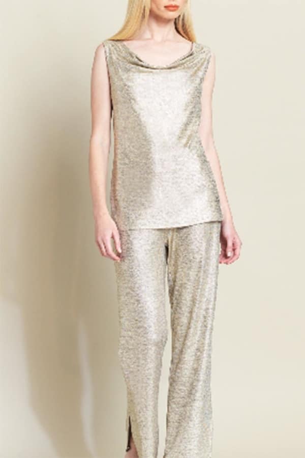 Gold tank top with cowl neck 