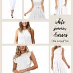 Collage of white summer dresses.