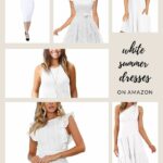 Collage of white summer dress.
