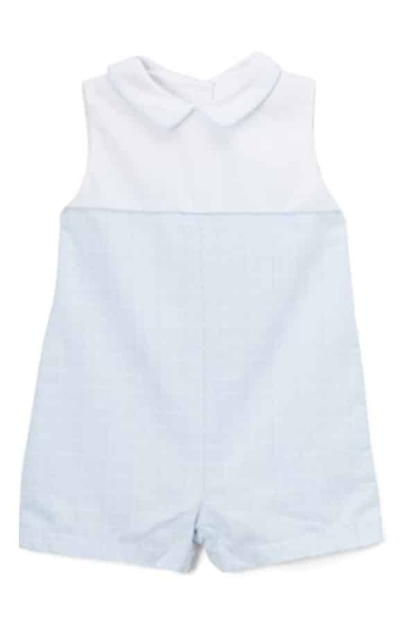 Blue and white shortalls for baby from Zulily