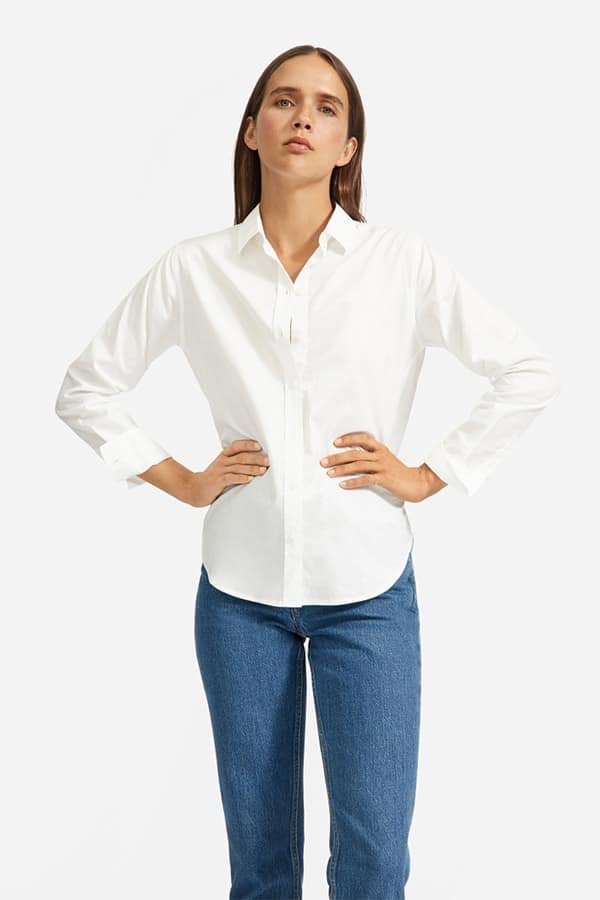 everlane white shirt dress
