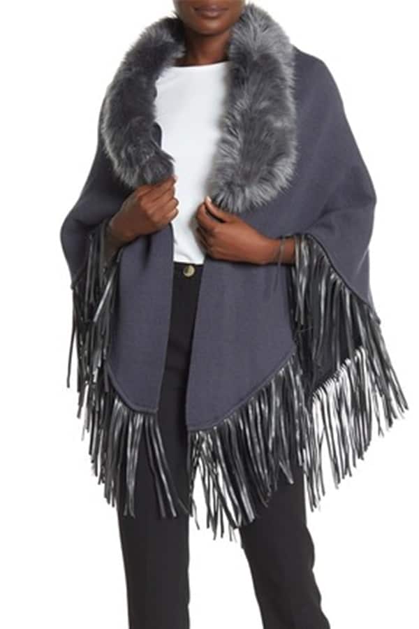 Faux fur poncho
