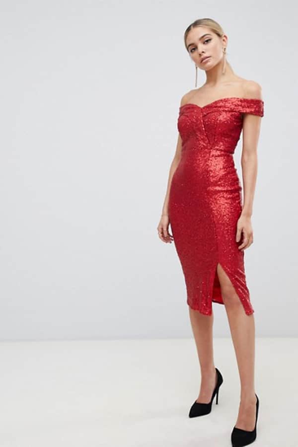 Red sequin dress