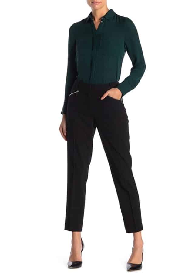 Pants with zipper detail at pocket 