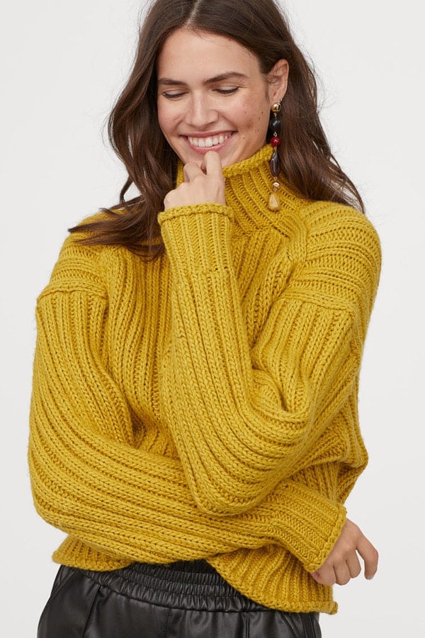 Mustard heavy knit sweater from H&M Conscious Collection 