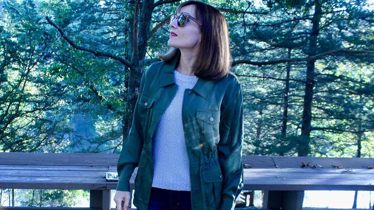 Catherine Brock wearing wood sunglasses by Jord
