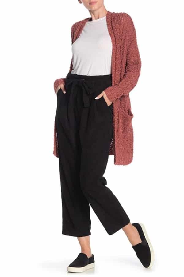 Paperbag waist corduroy pants